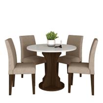 Mesa Redonda Com 4 Cadeiras Pérsia 0,9 Imb/off/bege - Móveis Arapongas Mesa Redonda Com 4 Cadeiras Pérsia 0,9 Imb/off/bege - Móveis Arapongas
