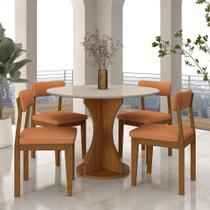 Mesa Redonda Cosença Com 4 Cadeiras Estofadas Fre/off/s.terracot - M.a Mesa Redonda Cosença Com 4 Cadeiras Estofadas Fre/off/s.terracot - M.a