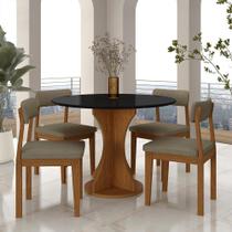 Mesa Redonda Cosença Com 4 Cadeiras Estofadas Fre/pto/s.capuccin - M.a Mesa Redonda Cosença Com 4 Cadeiras Estofadas Fre/pto/s.capuccin - M.a