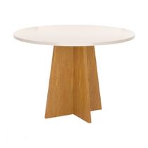 Mesa Redonda De Jantar 90x90cm Slin Mel Com off White Viero