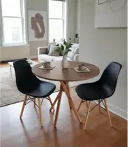 Mesa Redonda De Jantar E Cozinha 80 Cm Pés Em Madeira