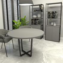 Mesa Redonda de Reunião 1,10m + 2 Estantes Metal CS Pre