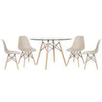 Mesa Redonda Eames 120cm + 4 Cadeiras Nude Nude