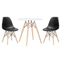 Mesa redonda Eames 70 cm + 2 cadeiras Eiffel DSW Mesa Branca com Cadeiras Pretas