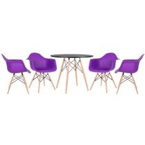 Mesa redonda Eames 90 cm + 4 cadeiras Eiffel DAW