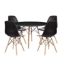 Mesa Redonda Eames Madeira 100 cm + 4 Cadeiras Eames Mesa Redonda Eames Madeira 100 cm + 4 Cadeiras Eames