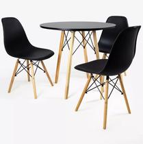 Mesa Redonda Eiffel Sala 80Cm E 3 Cadeiras Charles Eames