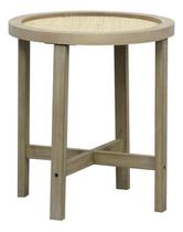 Mesa Redonda Lateral Centro 40X40Cm Madeira Rattan Boho Chic