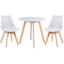 Mesa redonda Leda 80 cm branco + 2 cadeiras estofadas Leda Branco Mesa redonda Leda 80 cm branco + 2 cadeiras estofadas Leda Branco