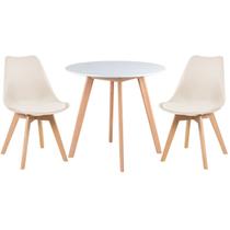Mesa redonda Leda 80 cm branco + 2 cadeiras estofadas Leda Branco Mesa redonda Leda 80 cm branco + 2 cadeiras estofadas Leda Branco