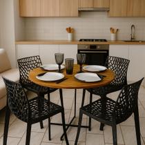 Mesa Redonda Para Sala de Jantar Com Ferro Preto e Madeira Maciça Imbuia Perfeita Para seu Ambiente