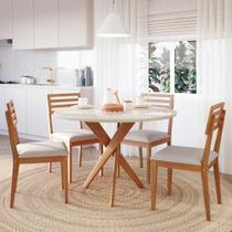 Mesa Redonda Para Sala De Jantar Tampo de Vidro 4 Cadeiras