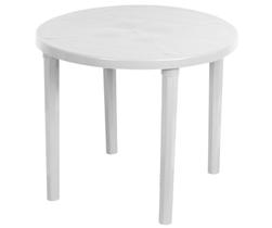 Mesa Redonda Plástica Piscina Praia Desmontável Branca Plasnew