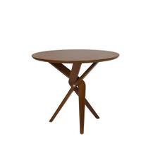 Mesa Redonda Santorini 90 cm Madeira Maciça Tampo Laminado Cinamomo Mel Mesa Redonda Santorini 90 cm Madeira Maciça Tampo Laminado Cinamomo Mel