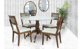 Mesa Redonda Tampo com Vidro Prime Wood 120cm