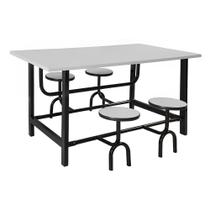 Mesa Refeitorio 4 Lugares Banco Retratil Branco - Motiva