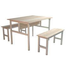 Mesa Refeitório 4 Lugares com 2 Bancos Metal Wood Design