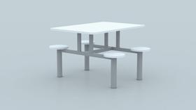 Mesa Refeitório 4 lugares com bancos acoplados