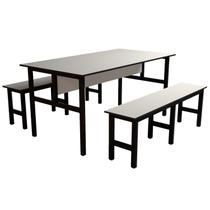 Mesa Refeitório 6 Lugares com 2 Bancos Metal Wood Design