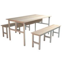 Mesa Refeitório 6 Lugares com 2 Bancos Metal Wood Design