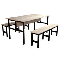 Mesa Refeitório 6 Lugares com 2 Bancos Metal Wood Design