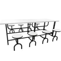 Mesa Refeitorio 8 Lugares 80X240x150 Banco Retratil Branco - Acimaq