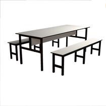 Mesa Refeitório 8 Lugares com 2 Bancos Metal Wood Design