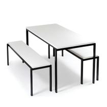 Mesa Refeitorio 90X180x77,5cm Com 2 Bancos Para 6 Pessoas Branco - Gebb Work