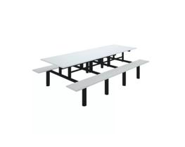 Mesa refeitório c/ banco acoplado 8 lugares- banco reto preto