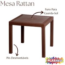 Mesa Reforçada Para Cozinha Área De Churrasco camping Quadrada 81x81cm Rattan Marrom Plasnew Mesa Reforçada Para Cozinha Área De Churrasco camping Quadrada 81x81cm Rattan Marrom Plasnew