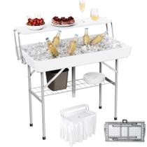 Mesa refrigeradora para gelo Allpop dobrável e portátil de 2 níveis 103x100x56 cm Mesa refrigeradora para gelo Allpop dobrável e portátil de 2 níveis 103x100x56 cm
