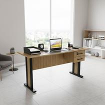 Mesa Reta de Escritório 160cm com 2 Gavetas e Chave Office Mesa Reta de Escritório 160cm com 2 Gavetas e Chave Office
