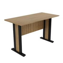 Mesa Reta de Escritório com 117cm Tampo de Office Amêndoa E Preto