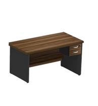 Mesa reta pé painel cor nogal/preto com gavetas 1,500,700,75 - 1344