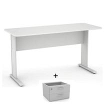 Mesa Reta1,20x0,60 Cor Cinza com 2 gavetas