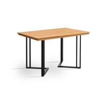 Mesa retangular 120x80 alice tampo imbuia em madeira base industrial preto