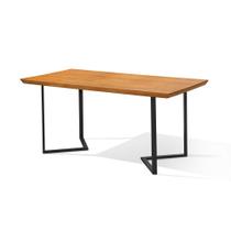 Mesa Retangular 160x80 Alice Tampo em Madeira Base Industrial Preto - ATRAENTE