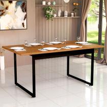 Mesa Retangular 160x80 Para Sala De Jantar Estilo Industrial Moderno Tampo MDF Sem Vidro