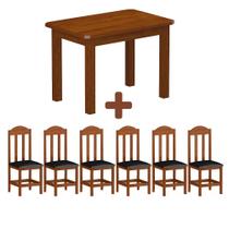 Mesa retangular com 6 cadeiras estofadas de madeira maciça - Tyrell Shop Jm