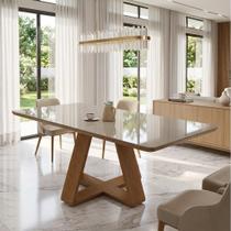 Mesa Retangular De 160cm Grande De Jantar Com Tampo De Vidro Para 6 Lugares Cor:Off white Mesa Retangular De 160cm Grande De Jantar Com Tampo De Vidro Para 6 Lugares Cor:Off white