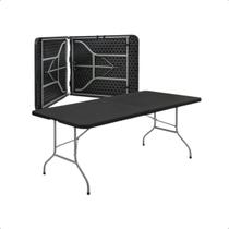 Mesa retangular dobrável ao meio 240 x 75 cm - Preta