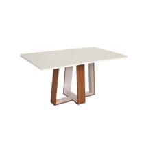 Mesa Retangular Grande Beatriz MDF e Tampo de Vidro Off White Mesa Retangular Grande Beatriz MDF e Tampo de Vidro Off White
