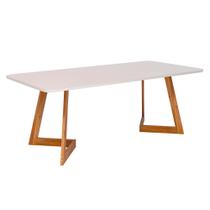 Mesa Retangular Jantar 2,10 Com Vidro Caju Madeira/Off White