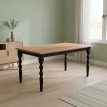 Mesa Retangular Pés Torneados Madeira Maciça 6 Lugares Gardênia Yescasa