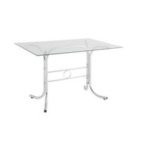 Mesa Retangular Tampo de Vidro 4166 Cinza/Cromado