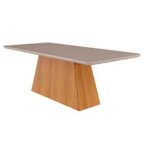 Mesa Retangular Tampo de Vidro para Sala de Jantar 210 cm Helena Cimol Nature/Off White iii - 100% MDF Mesa Retangular Tampo de Vidro para Sala de Jantar 210 cm Helena Cimol Nature/Off White iii - 100% MDF