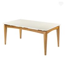 Mesa Retangular Tampo Vidro Off White 180x100 Cm Madeira Maciça Imbuia RMI Mesa Retangular Tampo Vidro Off White 180x100 Cm Madeira Maciça Imbuia RMI