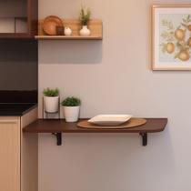 Mesa Retratil dobravel Borda Redonda 100cm x 50cm de parede cozinha americana suporta 50kg
