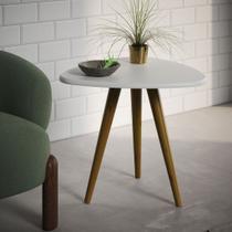 Mesa Retrô Lateral Gabriela Pé Palito Tampo de Madeira Triangular