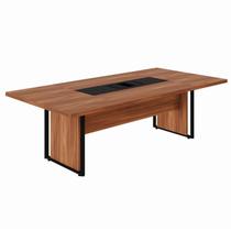 Mesa Reunião 240cm Escritório para 4 Pessoas com Caixa de Tomadas Corporate